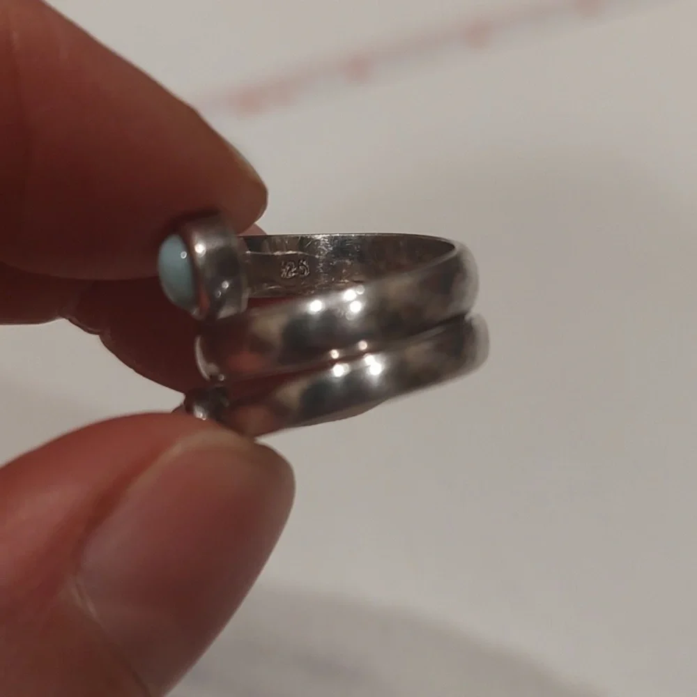 Sterling Silver Wrap Ring with Light Blue and Aquamarine Stones
